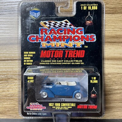 Racing Champions Mint Motor Trend 1937 Ford Convertible Issue #142 Blue New 1998