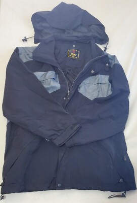 BARU Sports Jacket Mens Full Zip Black Lined Detachable Hood Black Jacket XL