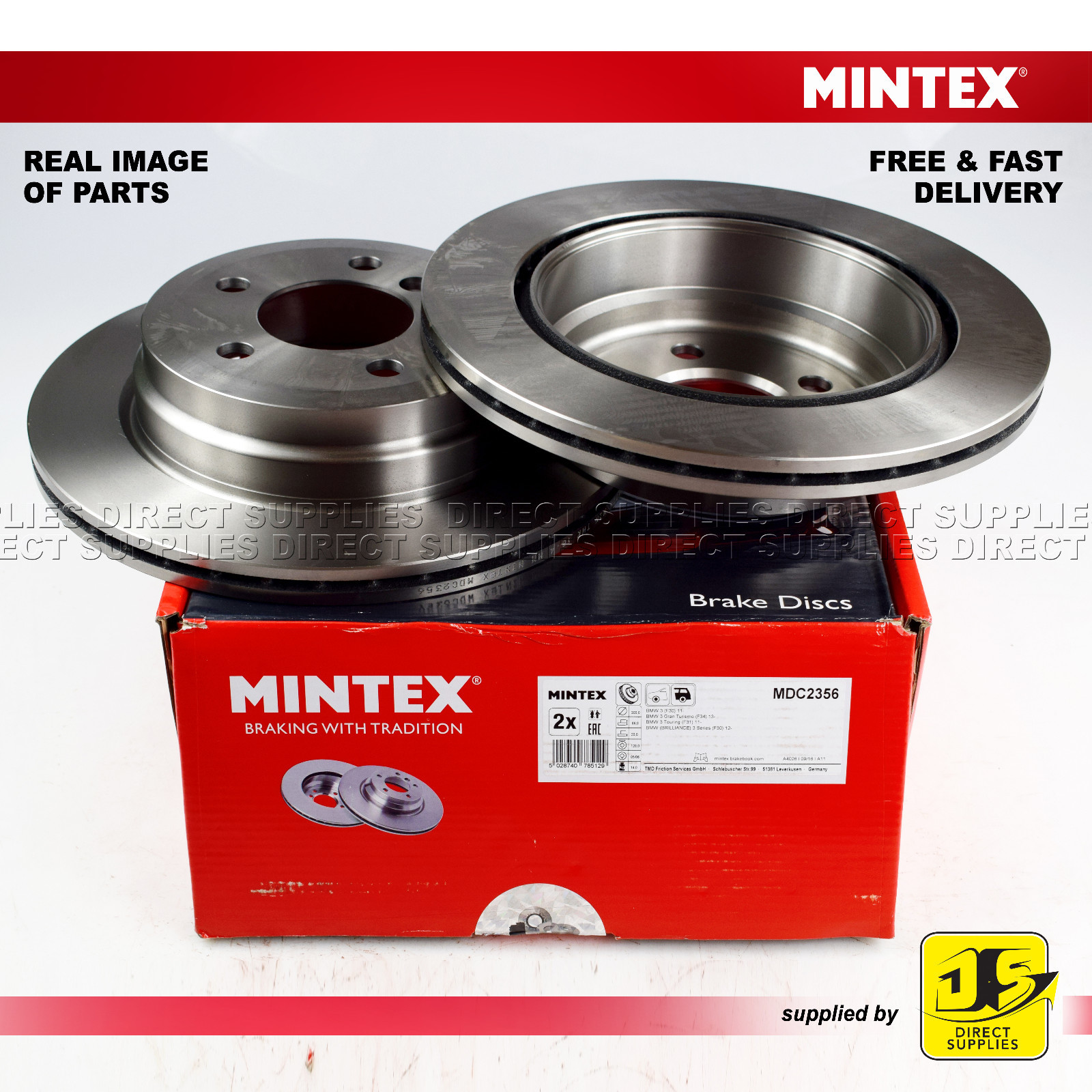 BMW 3 F30 F80 F34 F31 4 F33, F83 F32, F82 F36 X MINTEX REAR DISC MDC2356 PAIR