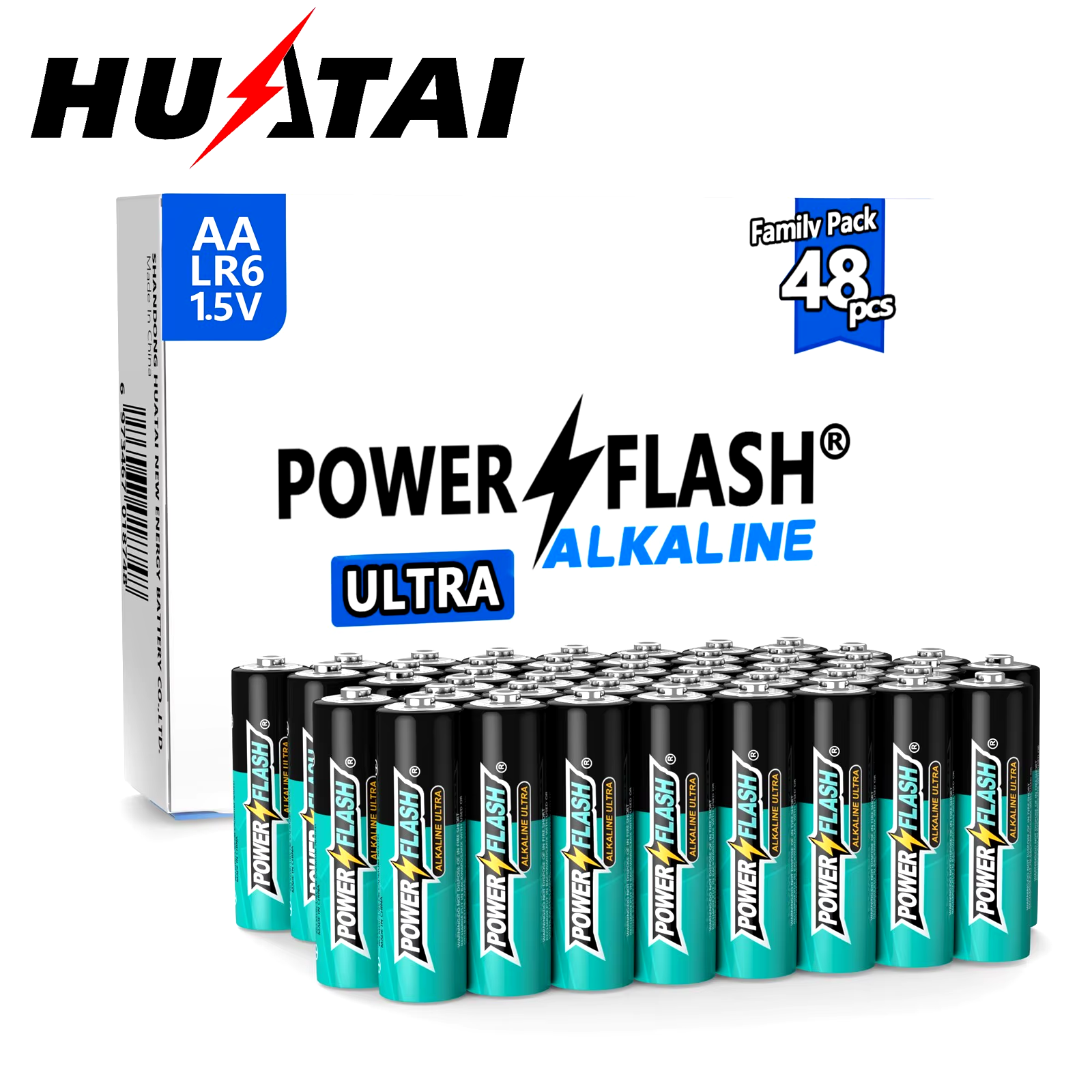 Powerflash AA Batteries (48 Count), Double A MAX Alkaline Battery Long Lasting-image