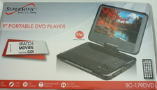 SUPERSONIC 9" PORTABLE DVD PLAYER NEW IN BOX SC 179 RECHARGEABLE BATTERY 