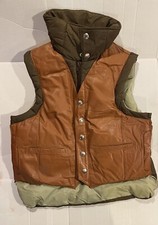 Rare Brand "Horse N 'Round" Down Leather Western Vest Yellowstone Size Large
