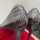 CHRISTIAN LOUBOUTIN ALTADAMA PEWTER SILVER PYTHON PLATFORM PEEP TOE 140cm SZ 39 — photo 5