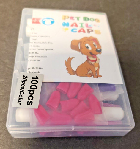 Dog Nail Caps Covers Paw Protector for Grooming with Adhesive 100 Pcs| -Medium