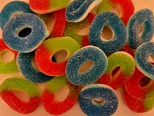 Large "WATERMELON & BLUEBERRY" Flavored Chewy Gummy/Gummi Rings- 3 Pounds Candy