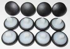 12 Nylon Hook Back Upholstery Buttons Black Vinyl Choice Of Sizes 22 30 36 45