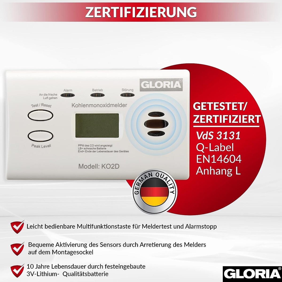 ELRO FC2802 - Rilevatore Di Monossido Di Carbonio, Sensore Di 10 Anni Conforme Alla Norma En50291 Con Display Pulsante Di Prova E Indicatore Di Batteria 65991252