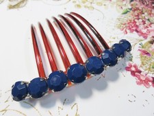 Large Opaque Blue Rhinestones Large Hair comb Every Day or Special Occasion