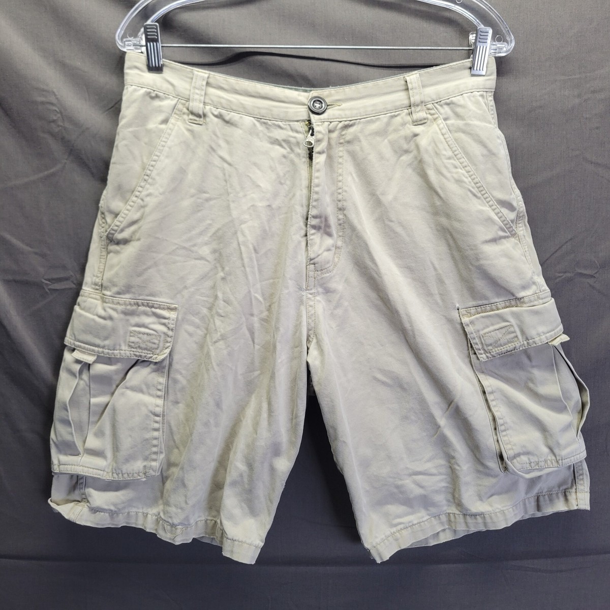 Plugg Mens Cargo Shorts Khaki Tan Size 30 Pockets