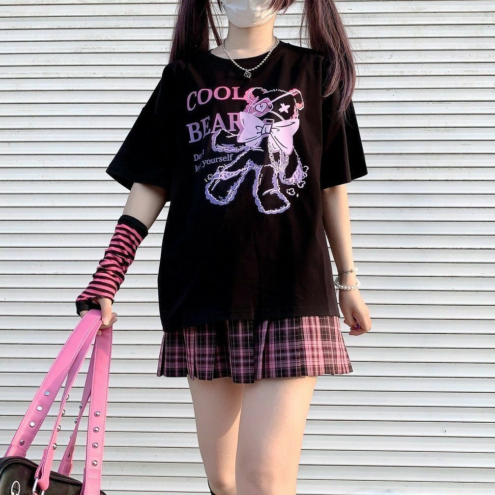 Punk Rock Gothic Girl Band Vintage Anime Oversized T-Shirt – Anime Crush