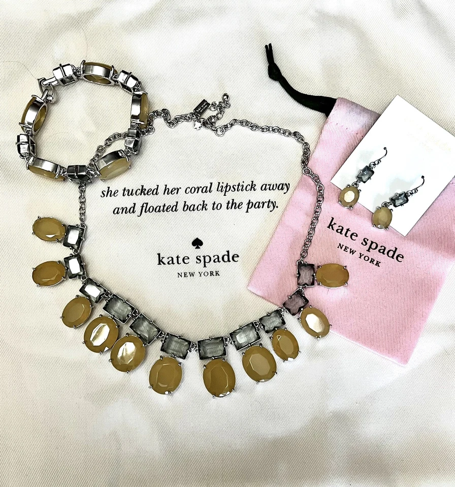KATE SPADE HANCOCK ПАРК БРАСЛЕТ, ОЖЕРЕЛЬЕ И СЕРЬГИ КОМПЛЕКТ ДЫМ СЕРЫЙ СЕРЕБРО - Изображение 2 из 4