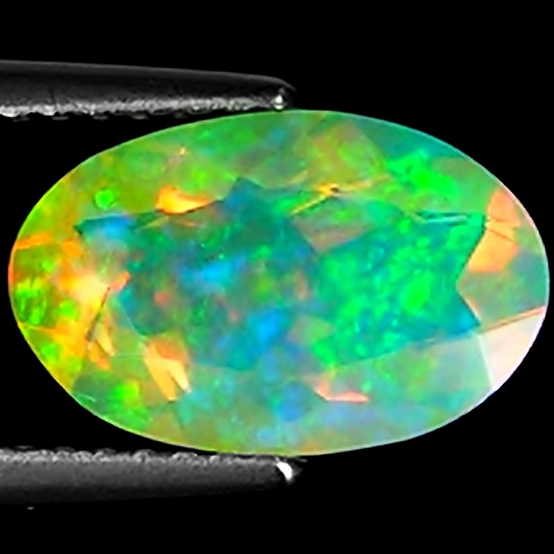 1.69 Ct Natural Ethiopian Faceted Opal Gemstone Multi Color Oval Cut