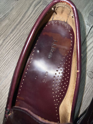 VTG LL BEAN Mens Burgundy Leather Penny Loafers Slip On Size  display picture 2