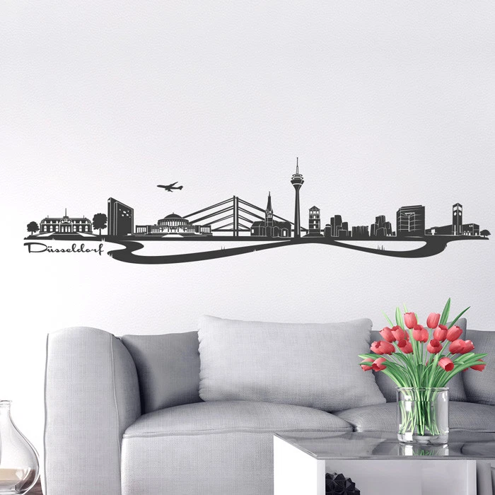 Wandkings Skyline - Deine Stadt wählbar - Kiel - 125 x 25 cm - Wandaufkleber Wandsticker Wandtattoo