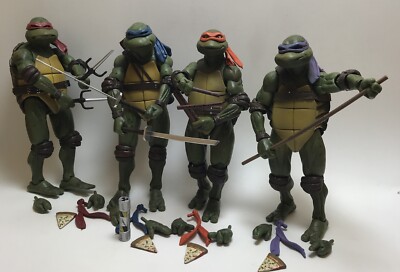 NECA TMNT Movie Raph Mikey Leo Donnie Lot Of 4 Figures, 7  Inch Tall