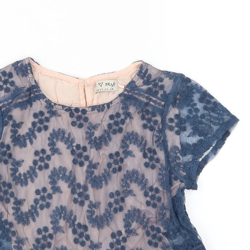 NEXT Girls Blue Floral Polyester blend Blouse Size 7 Years - embroide image 7