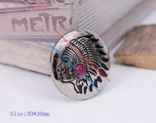 10PC 30MM MOTOCYCL BIKER INDIAN HEAD TURQUOISE SLIVER LEATHERCRAFT CONCHOS SET