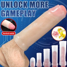 2pcs Male Penis Extender Stretcher Max Vacuum Enhancer Enlarger Silicone Sleeve