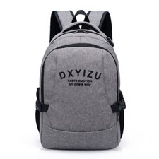GRAY LAPTOP BACKPACK USB CHARGING PORT SCHOOL TRAVEL BUSINESS BOOKBAG W.R