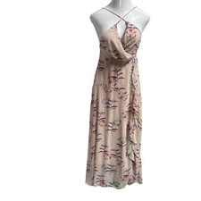 Lulus Womens Pink Floral Maxi Dress Size Small Sleeveless Ruffle Lined Romantic
