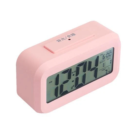 Wecker Digital Alarmwecker Alarm Uhr LED Zeit Temperatur Laut Kalender Rosa - Bild 2 von 4