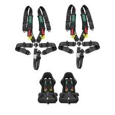 Pair 5 Point Racing Harness Camlock Quick Release Safety Seat Belt Black ATV UTV
