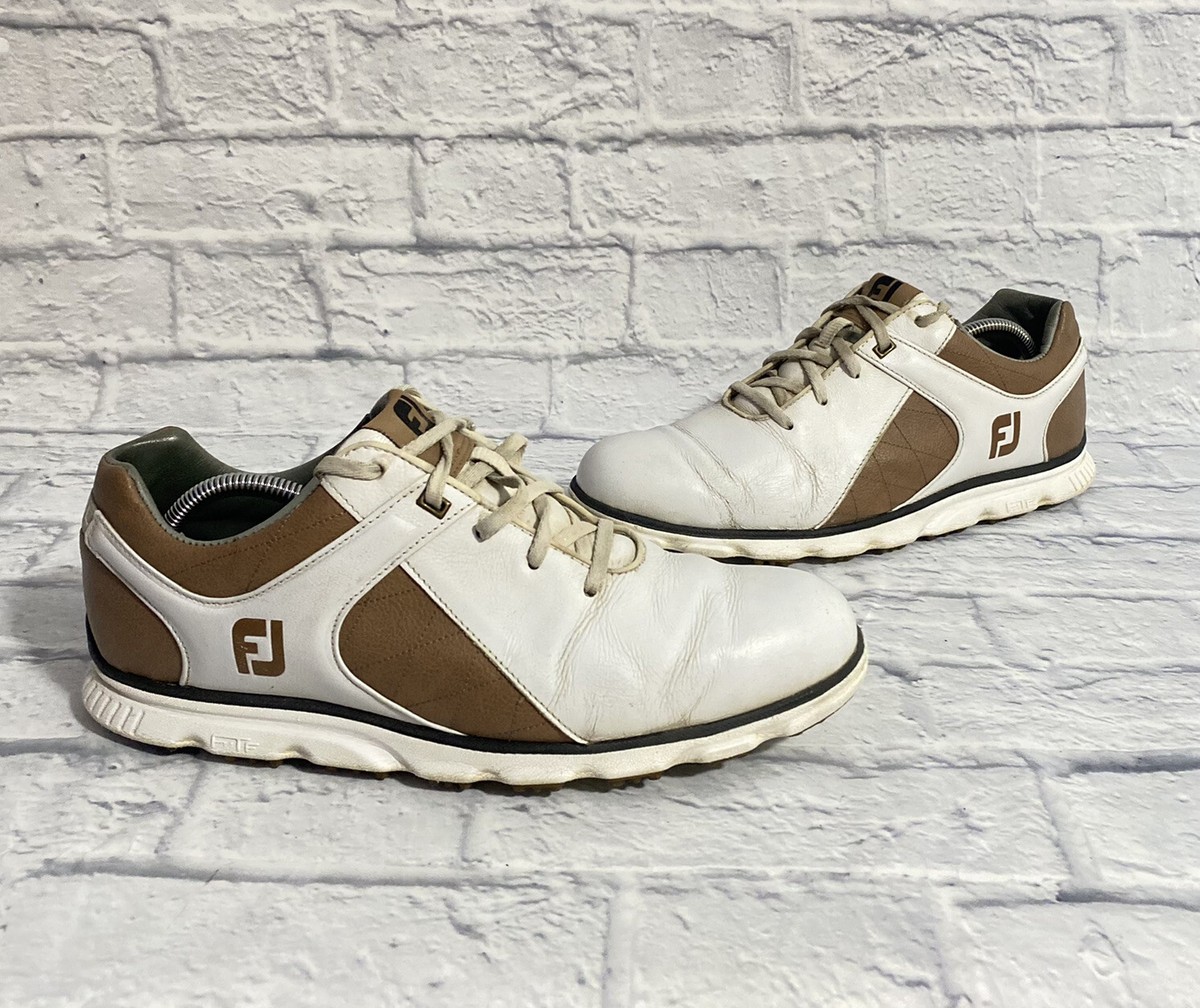 Footjoy Golf Shoes Pro SL 53219 Lace Up Fine Tuned Foam White Tan Mens 9.5 Foot Joy FJ Pro SL Classic Mens Size 7 W Wide 53219 White  main image 3