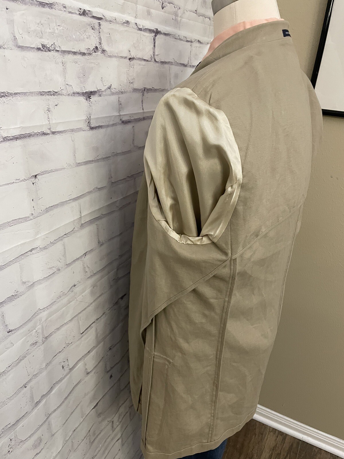 Oak Creek Dillards 44L 3 Button Beige Linen Blend Jacket Blazer Sport Coat  