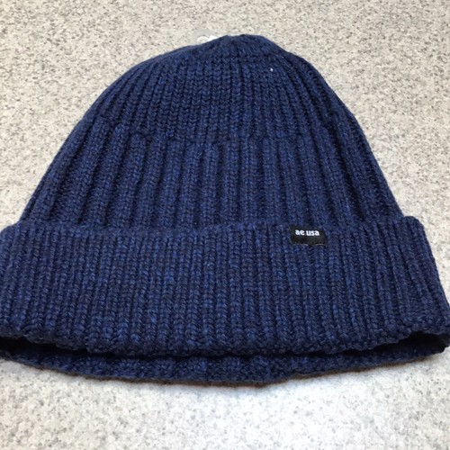 MENS / BOYS BEANIE DARK BLUE WITH AE 