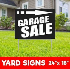 GARAGE SALE Yard Sign Corrugate Plastic with H-Stakes Yard Sale Flea Market Lawn