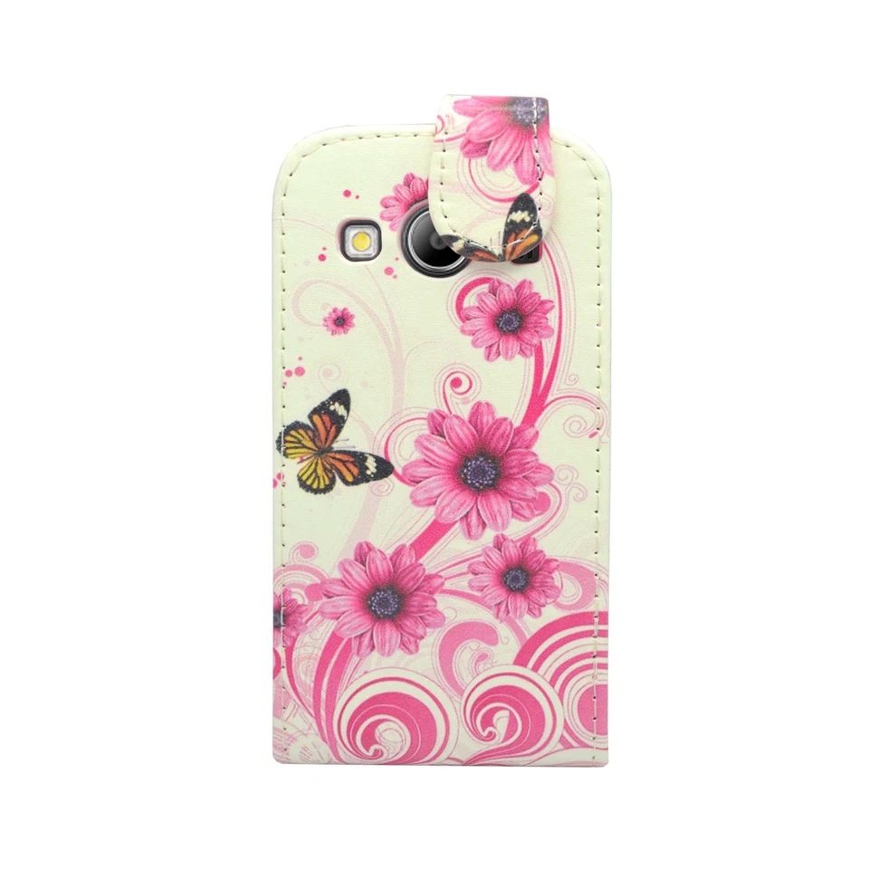CASE FOR SAMSUNG GALAXY ACE 4 WHITE PINK SWIRL FLOWER BUTTERFLY PU LEATHER FLIP - Image 3 of 4