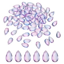 100 Pcs Teardrop Crystal Glass Beads Teardrop Beads Blue-Purple