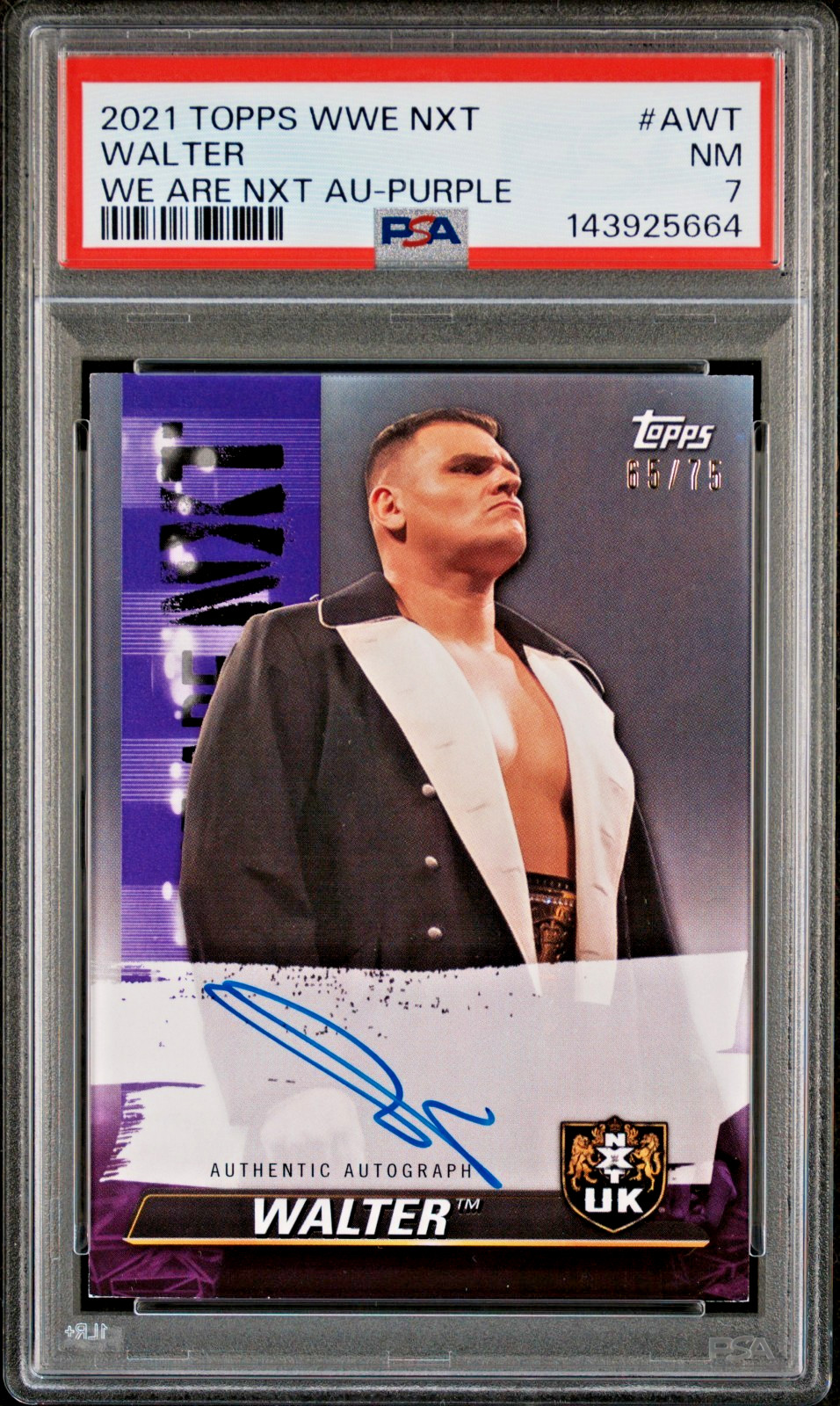 Walter aka Gunther 2021 Topps WWE We Are NXT UK RC Purple Autograph 65/75 PSA 7