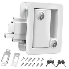 White RV Door Lock Replacement, RV Door Lock Latch Handle with Paddle Deadbolt