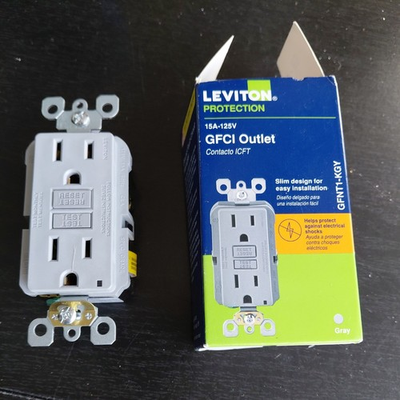 #ad Leviton GFCI Outlet 15A 125V Gray GFNT1 KGY RO3 $16.00