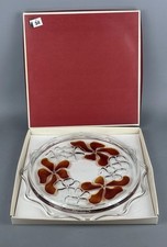 Vintage Glas Tortenplatte Servierplatte Orginal Waltherglas Design OVP