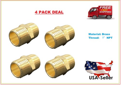 #ad #ad 4 Pack Hex Bushing 1 Inchquot; NPT Nipple Pipe Fitting Brass $15.95