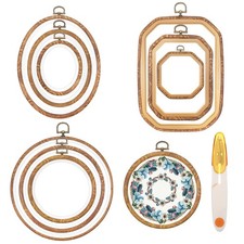 9 Pcs Embroidery Hoop Frame, Large Imitated Wood Cross Stitch Hoop for Displa...
