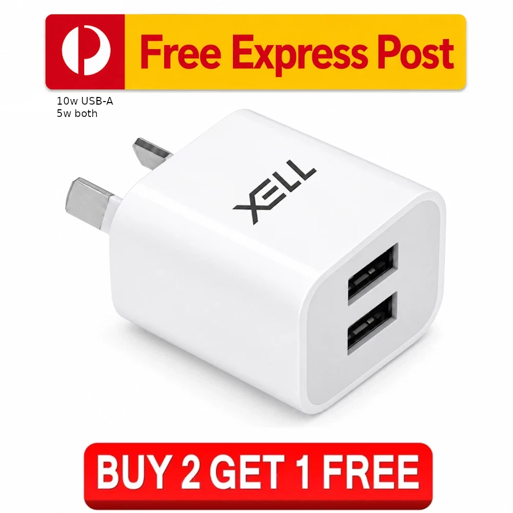 Dual USB A Wall Charger Power Adapter Brick Block Plug 5V 2.1A AU iPhone Samsung