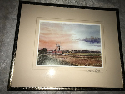 Vintage 2002 WEYBOURNE WIND MILL Sheringham MARTIN DELTON Signed ART PRINT 10'' L