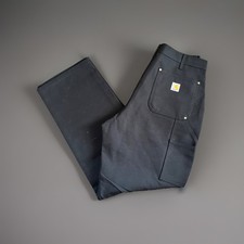 NWT Carhartt Mens 36x32 Loose Fit Firm Duck Double Knee Black Utility Work READ