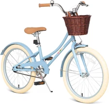 Retro Design Girls Bike with Basket and Coaster Brake for 3-13 Years Old Kids, 1