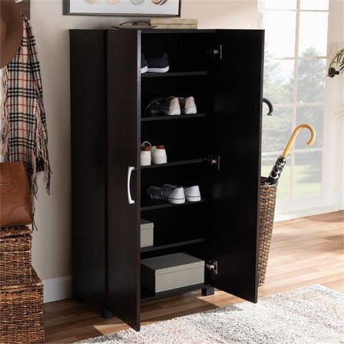 Baxton Studio Marine Schuhschrank mit 2 Türen aus Holz in Wenge Braun - Bild 3 von 10