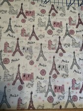 Paris Eiffel Tower Glitter Cotton Fabric Remnant 23  By 44  