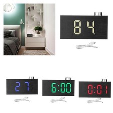 Imitation wood knob LED clock with USB power cable, temperature display