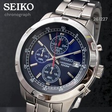 Nuovissimo cronografo SEIKO SKS419 uomo quarzo quadrante blu 100m impermeabile o