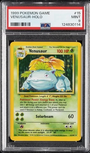 1999 POKEMON BASE SET UNLIMITED #15 VENUSAUR-HOLO PSA 9