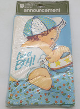 Vintage Baby Shower Announcement Cards American Greetings 8 Pack I'M A BOY vtg