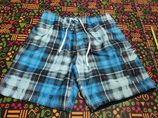 Vintage Men's Speedo Swim Trunks Board Shorts Size L Blue Embroidered Side Logo