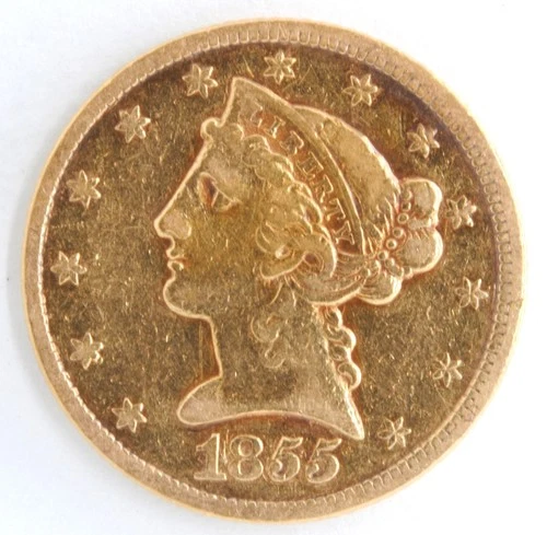 Photo of a 1855-P Liberty Half Eagle from an eBay sale